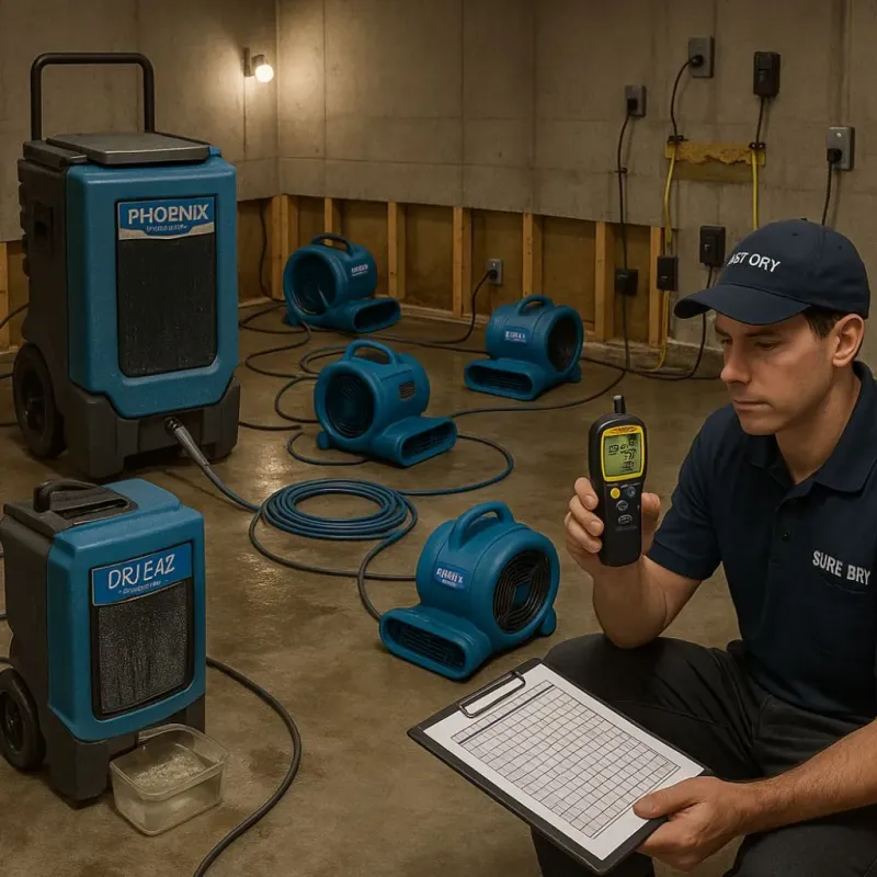 Structural Drying and Dehumidification process in New Ellenton, SC